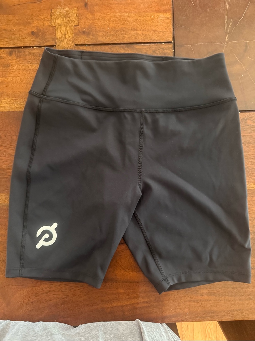 Peloton Black Mid-Rise Bike Shorts with Logo